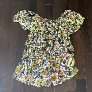 Something Navy Ruffled Top and short Set size Small